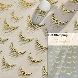 French Romantic Tassel Crescent Moon Laser Charming Gold Silver Arc Self Adhesive Nail Art Stickers Hot Stamping Manicure Decals (Online Order Only)