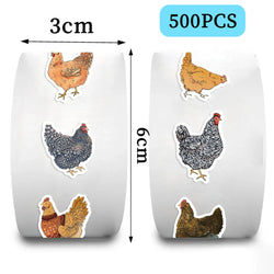 500PCS Chicken Hen Rooster Waterproof Roll Stickers for Water Bottles Bicycle Laptop Refrigerator Luggage Computer (ONLINE ORDER ONLY)