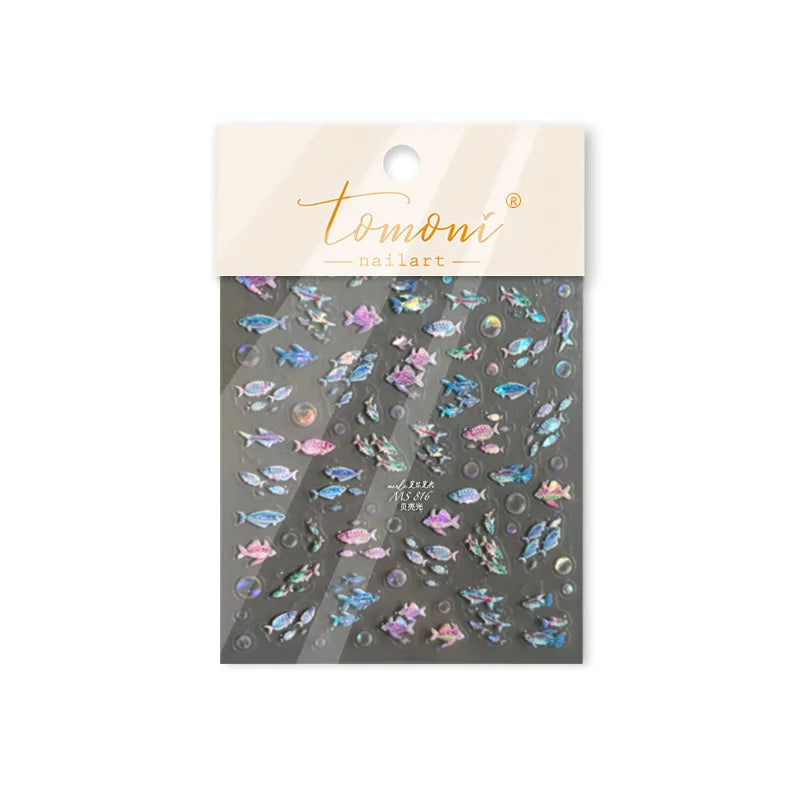 Deep Sea Animal Fish Shoal of Fish Whale Coral Dolphin Summer Beach Cute Jellyfish Bubble Bathyal Fauna Nail Art Stickers Decals (ONLINE ORDER ONLY)