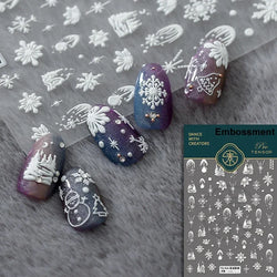Shiny White Pink Blue Gold Snowflakes Hexagon Water Bubbles Winter 5D Self Adhesive Nail Art Stickers Rhinestone Manicure Decals (ONLINE ORDER ONLY)