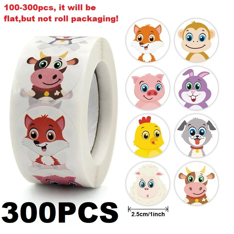 100-500PCS New Kids Stickers Korean Stationery Rolling Cartoon Animal Stickers Roll Small Packaging Stickers Photocard Decor (ONLINE ORDER ONLY)