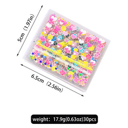 30pcs 3D Flowers Design Nail Art Stickers Colorful Floral Bow Tie Heart Butterfly Design Nail Decals Spring Summer Nail Supplies (Online Order Only)