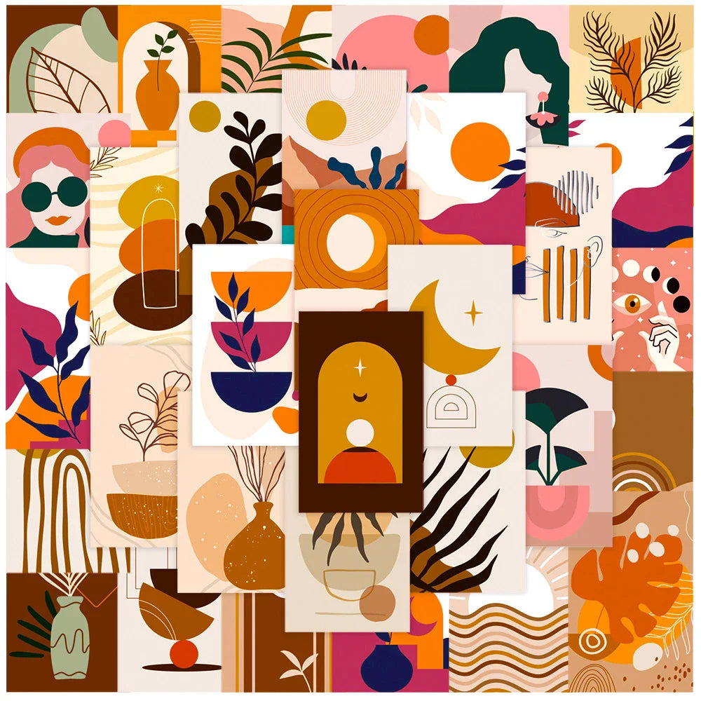 Vintage Boho Art Stickers: Aesthetic Decals for Scrapbook, Laptop, Phone, Car, Bike, Kids - 10/30/50pcs (Online Order Only)