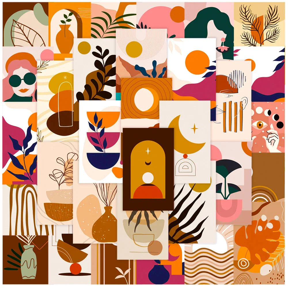 Vintage Boho Art Stickers: Aesthetic Decals for Scrapbook, Laptop, Phone, Car, Bike, Kids - 10/30/50pcs (Online Order Only)