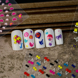 30pcs 3D Flowers Design Nail Art Stickers Colorful Floral Bow Tie Heart Butterfly Design Nail Decals Spring Summer Nail Supplies (Online Order Only)