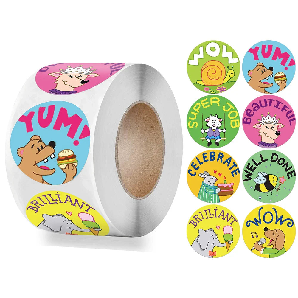 100-500PCS Reward Motivational Stickers Cartoon Animal Kids Toy Circus Elephant Lion Monkey Dolphin Stickers For Children Gifts (ONLINE ORDER ONLY)
