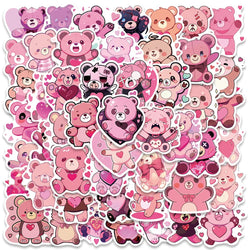 50pcs Cute Cartoon Love Heart Bear Stickers Kids Toy Vinyl Laptop Decals Luggage Phone Diary Guitar Car Waterproof Graffiti (ONLINE ORDER ONLY)