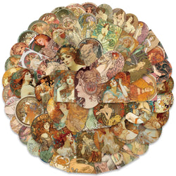 10/30/60PCS Alphonse Maria Mucha Art Graffiti Stickers Aesthetic Decoration DIY Phone Scrapbook Fridge Bike Wall Decals Kids Toy (ONLINE ORDER ONLY)