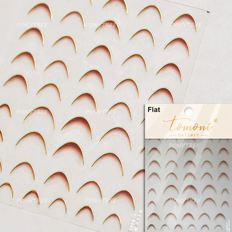 Geometric White Black Red Romantic French Arc Illusion Curve Embossed Relief Self Adhesive Nail Art Stickers 3D Manicure Decals (ONLINE ORDER ONLY)