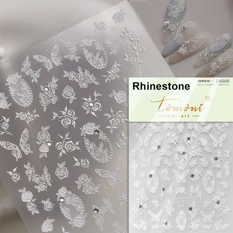Dreamy Chic Butterfly Flower Bowknot Square Rhinestone Crystal 5D Self Adhesive Nail Art Stickers Fantasy Shiny Manicure Decals (ONLINE ORDER ONLY)