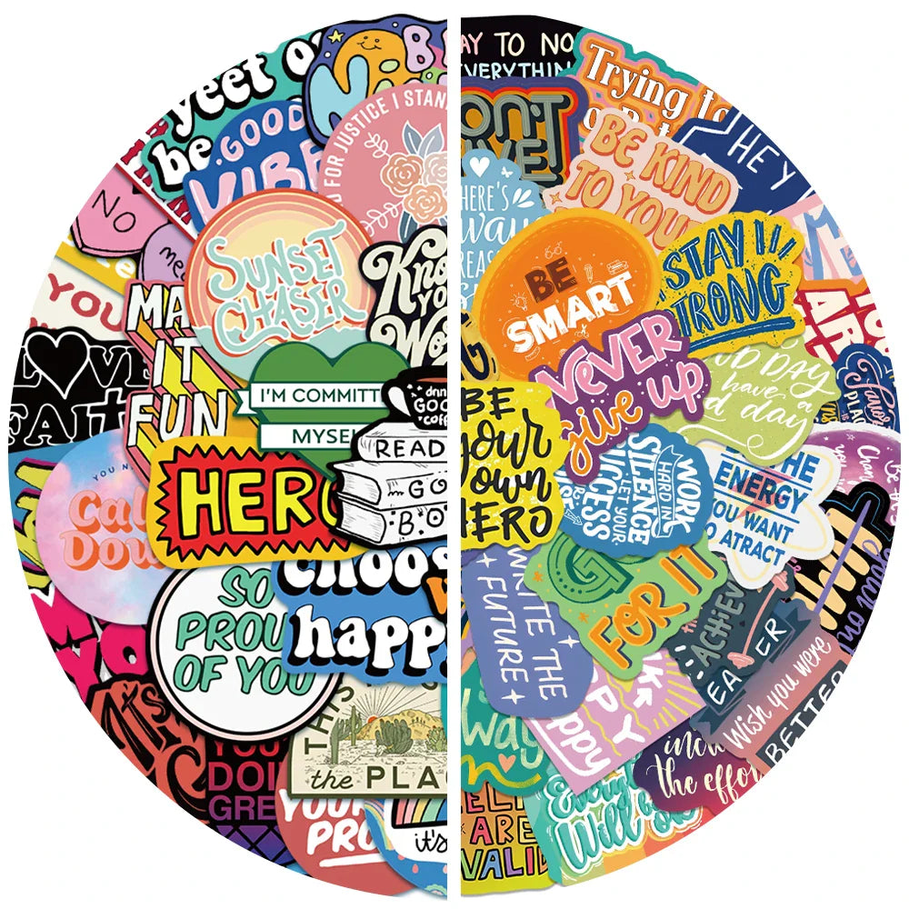 50Pcs Inspirational English Phrases Sticker Motivational For Suitcase Skateboard Laptop Luggage Phone Styling DIY Decal Pegatina (Online Order Only)