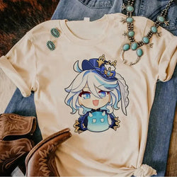 Genshin Impact Furina T-Shirt Comic Y2k Anime Tee (ONLINE ORDER ONLY)