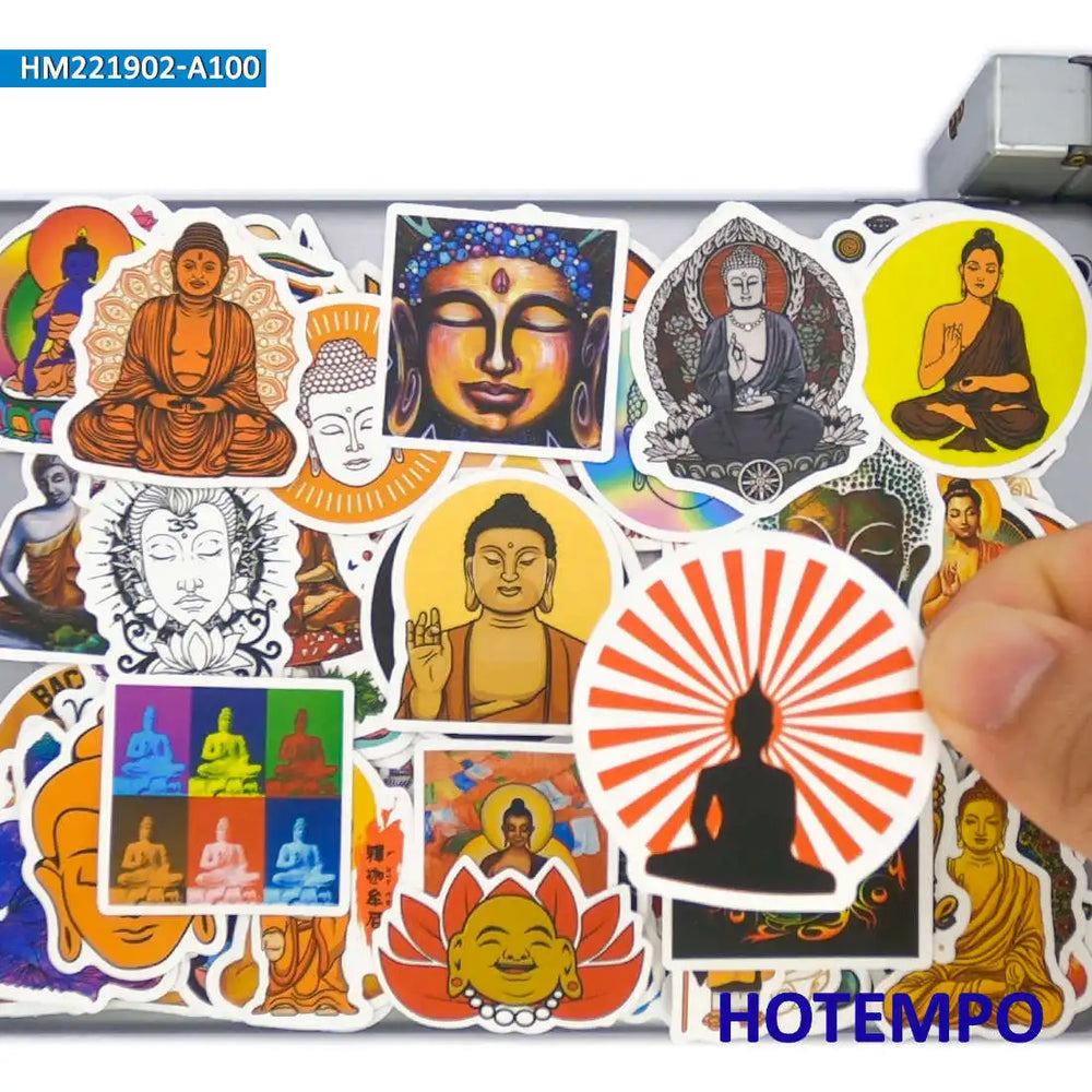 20/30/50/100Pieces Buddha Chakra Namaste Art Graffiti Buddhism Stickers for Notebooks Luggage Bike Car Phone Laptop Sticker Toys (ONLINE ORDER ONLY)