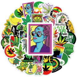 10/30/50/100PCS Funny Characters Leaves Weed Smoking Stickers Cool Waterproof Graffiti Decal For Skateboard Phone Motorcycle Car (ONLINE ORDER ONLY)