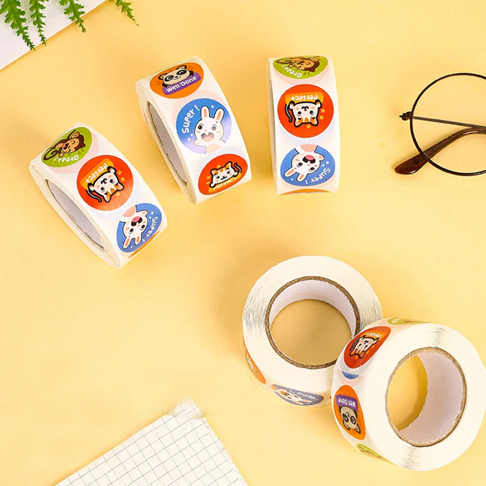100-500pcs New Sticker Animals Reward Sticker For Kids Cute Pattern School Teacher Supplies 1 Inch Kawaii Encourage Sticker (ONLINE ORDER ONLY)