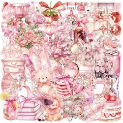 50PCS Cartoon Pink PET Sticky Sticker Aesthetic Korean Stationery DIY Decoration Scrapbooking School Supplies for Kids (ONLINE ORDER ONLY)