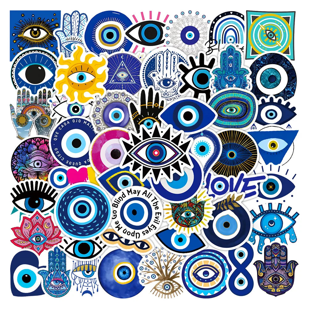 Blue Evil Eye Stickers Pack - Graffiti Decals for Laptop, Phone, Fridge, Suitcase (Online Order Only)