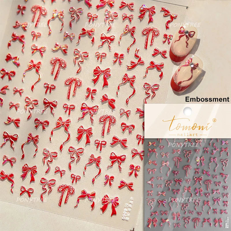 Sexy Red Grape Wine Bowknot Cocktail Goblet Cup Soda Liquid Shiny Sparkling Self Adhesive Nail Art Stickers 3D Manicure Decals (ONLINE ORDER ONLY)