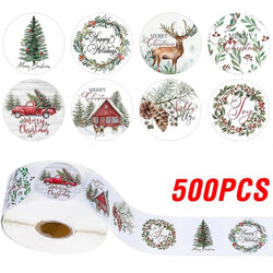 100-500pcs Merry Christmas Stickers 1 inch Self-adhesive Holiday Stickers For Christmas Decors Wedding Party Cards Label (Online Order Only)