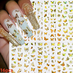 12pcs 3D Golden Glitter Heart Love Nail Stickers Valentine Self Adhesive Cute Cartoon Decal Geometry Slider Manicure Decoration* (ONLINE ORDER ONLY)