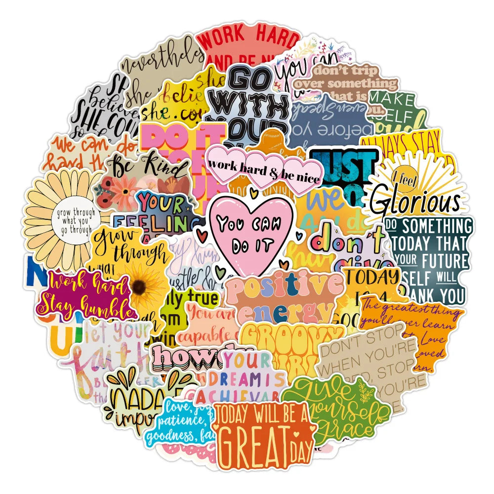 50/100PCS Motivational Phrases Hope Sticker Inspirational Life Quotes DIY Laptop Study Room Scrapbooking Graffiti Decal Stickers (ONLINE ORDER ONLY)