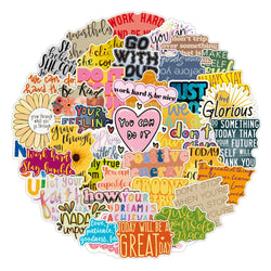 50/100PCS Motivational Phrases Hope Sticker Inspirational Life Quotes DIY Laptop Study Room Scrapbooking Graffiti Decal Stickers (ONLINE ORDER ONLY)