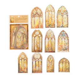 JIANQI 10 Pcs PET Flower Window Stickers Transparent Decorative Decals For Scrapbooking Stick Labels Junk Journal Supplies (Online Order Only)