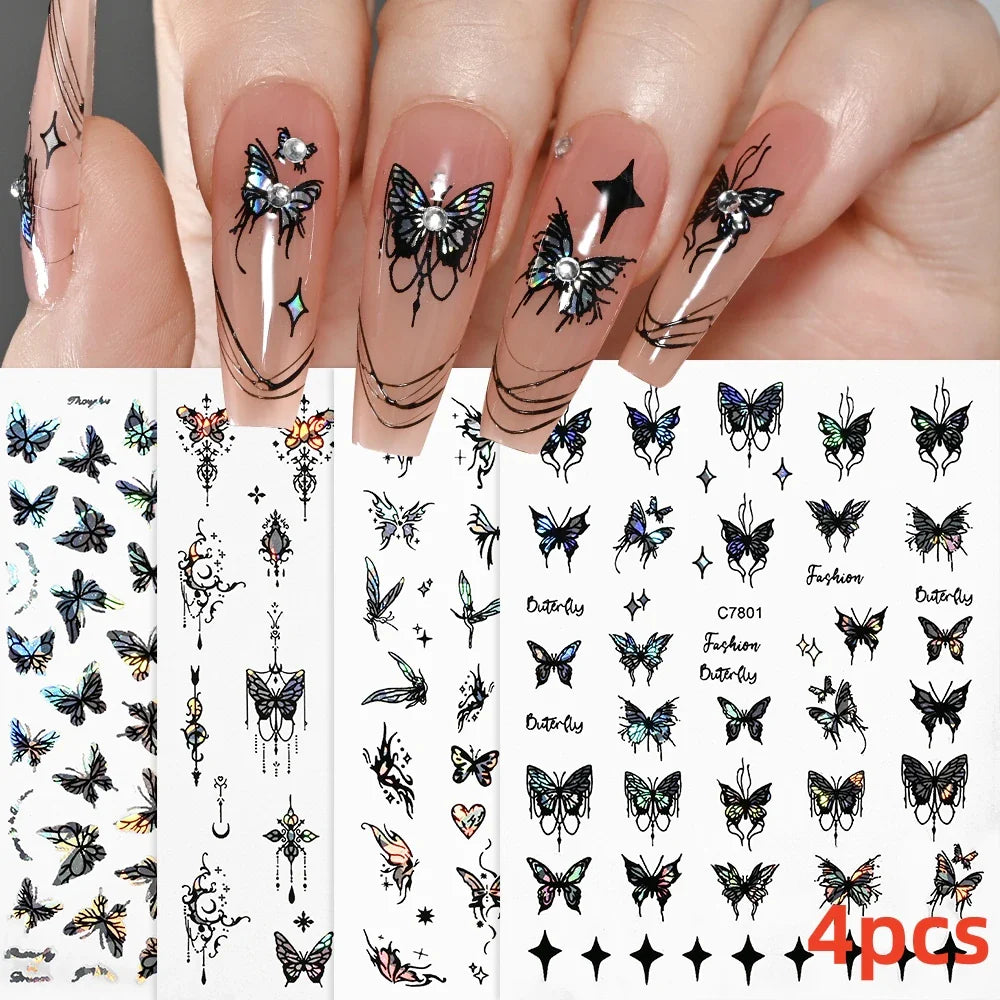 5/8Pcs 3D Hawaiian Flowers Nail Art Stickers Summer Decors with Tropical Leaves Slider Vibrant Pink & White Flowers for Parties* (ONLINE ORDER ONLY)