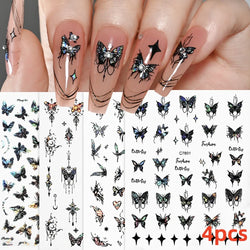 5/8Pcs 3D Hawaiian Flowers Nail Art Stickers Summer Decors with Tropical Leaves Slider Vibrant Pink & White Flowers for Parties* (ONLINE ORDER ONLY)