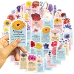 50pcs Ins Style Flower Language Stickers For Skateboard Notebook Laptop Phone Bike Wall Sticker Toys Aesthetic DIY Decoration (ONLINE ORDER ONLY)