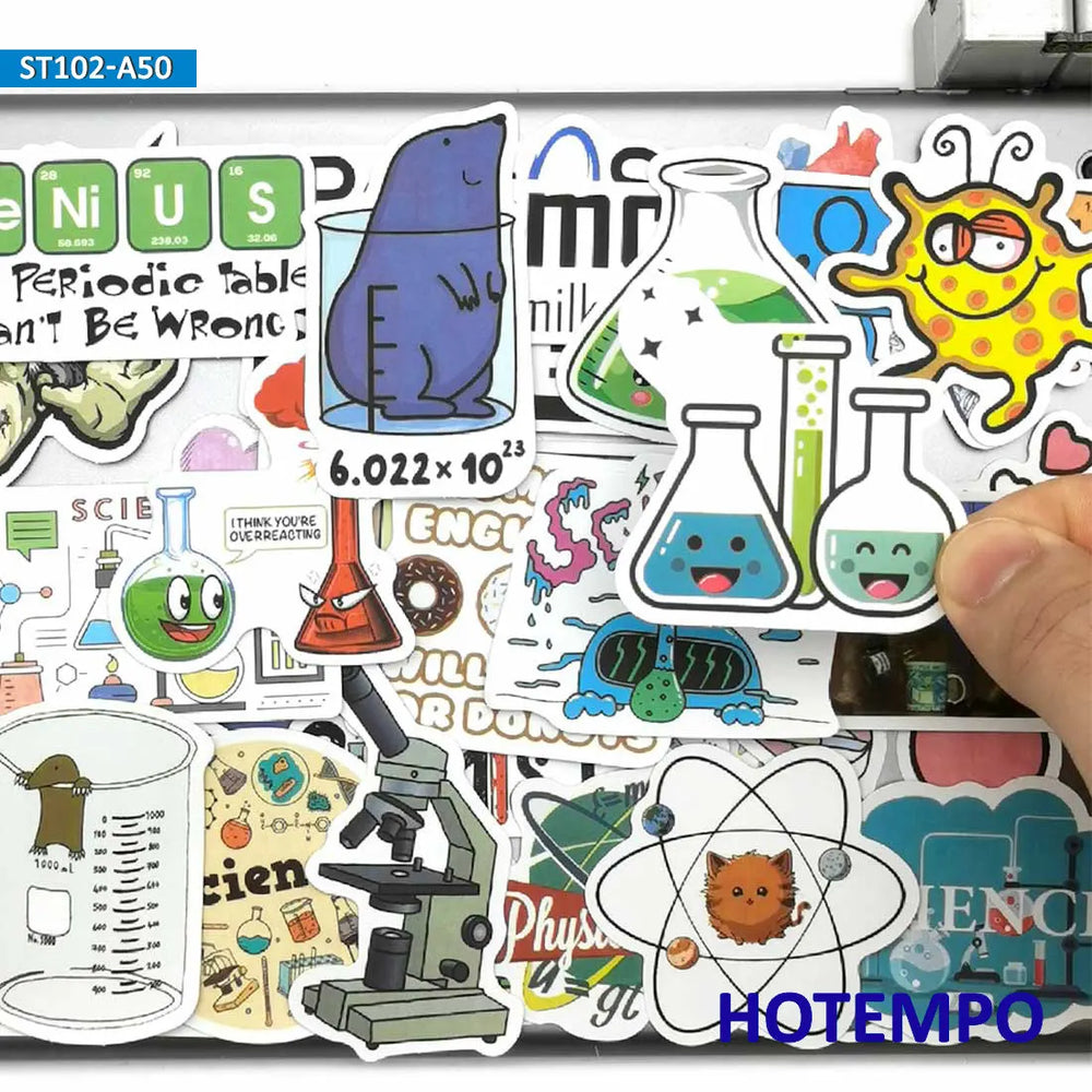 50Pieces Laboratory Chemistry Math Symbol Element Formula Science Stickers for Scrapbook Diary Luggage Phone Laptop Sticker Toys (ONLINE ORDER ONLY)