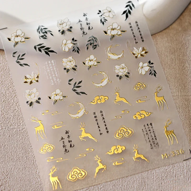 Dreamy Moon Star Cloud Butterfly Starrylight Rhinestone 5D Soft Embossed Relief Nail Art Sticker 3D Decal Decoration Manicure (ONLINE ORDER ONLY)