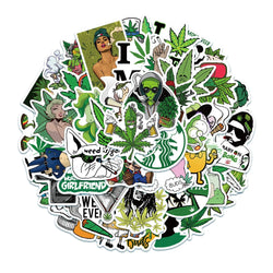50/100pcs Waterproof Graffiti Stickers for Kids, Bike, Luggage, Guitar, Weed Leaf Decals (Online Order Only)