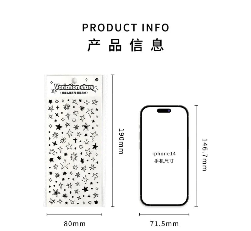 1Pc New Cute Star Resin Stickers Idol Card Deco Scrapbook DIY Material Girls Nails Decoration Stationery Stickers (ONLINE ORDER ONLY)