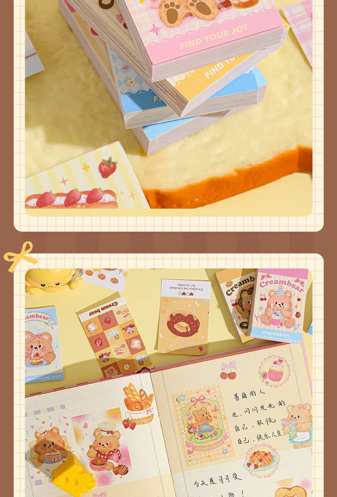 50piece/book Retro Cute Cream Bear Sticker for Phone Camera Journal Postcard DIY Kawaii Decoration Sticker Gift (ONLINE ORDER ONLY)