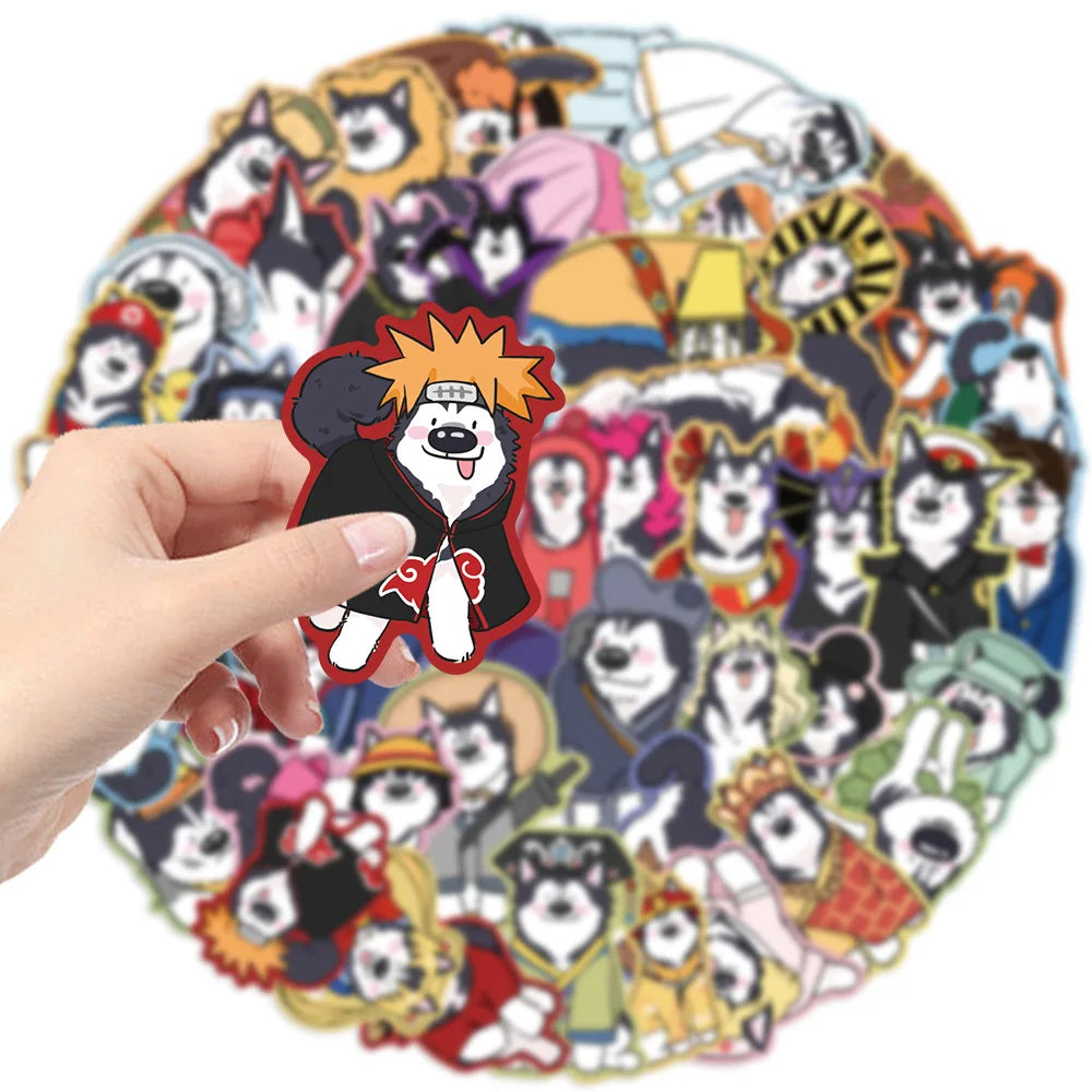 Husky Cartoon Stickers Pack - Cute Dog Decals for Luggage, Laptop, Phone, Guitar, Car, Bike, Skateboard (ONLINE ORDER ONLY)