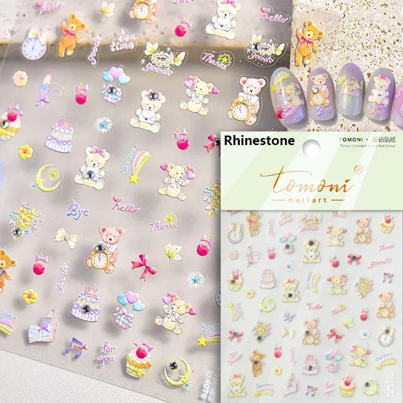 Cookies Chocolate Love Heart Flower Bowknot Rabbit Bunny Lace Bear Star Bouquet Rabbit Adhesive Nail Art Sticker Manicure Decal (ONLINE ORDER ONLY)
