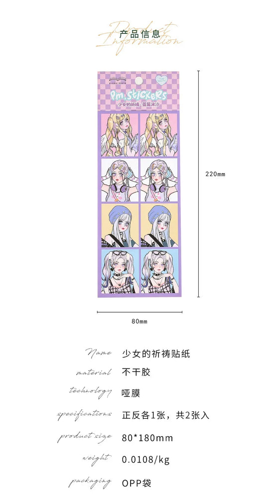 2pcs Ins Korean Style Anime Girl Scrapbooking Stickers Collage Diary Journal DIY Craft Aesthetics Decorative Stickers Stationery (ONLINE ORDER ONLY)