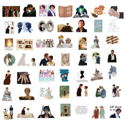50PCS New INS Pride And Prejudice Stickers Cartoon Creative Toys iPad Desk Car Chair Decoration Waterproof Sticker Decals (ONLINE ORDER ONLY)