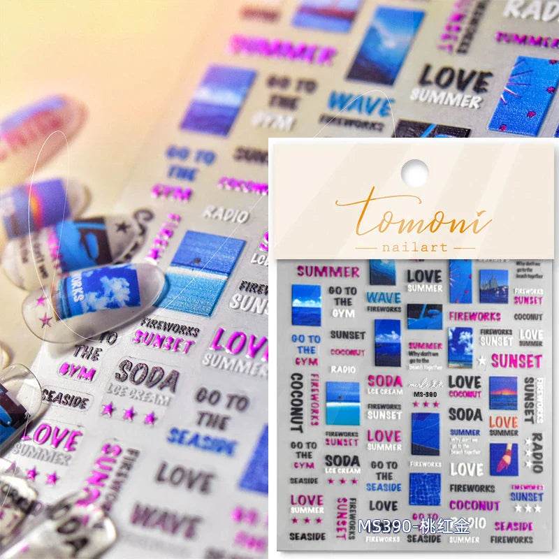 Round Jeans Square Sexy Blue Series Cowboy Lucky Beautiful Letter Self Adhesive Nail Art Sticker Pearl Rhinestone Manicure Decal (ONLINE ORDER ONLY)