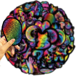 10/30/50PCS Black Edged Rainbow PVC Sticker Aesthetic Children's Decoration Scrapbooking Stationery School Supplies for Kids (ONLINE ORDER ONLY)