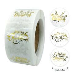 100-500Pcs Merry Christmas Stickers Seal Labels Gold Silver 1 Inch Round Stickers For Handmade Sticker Card Box Package Labels (ONLINE ORDER ONLY)