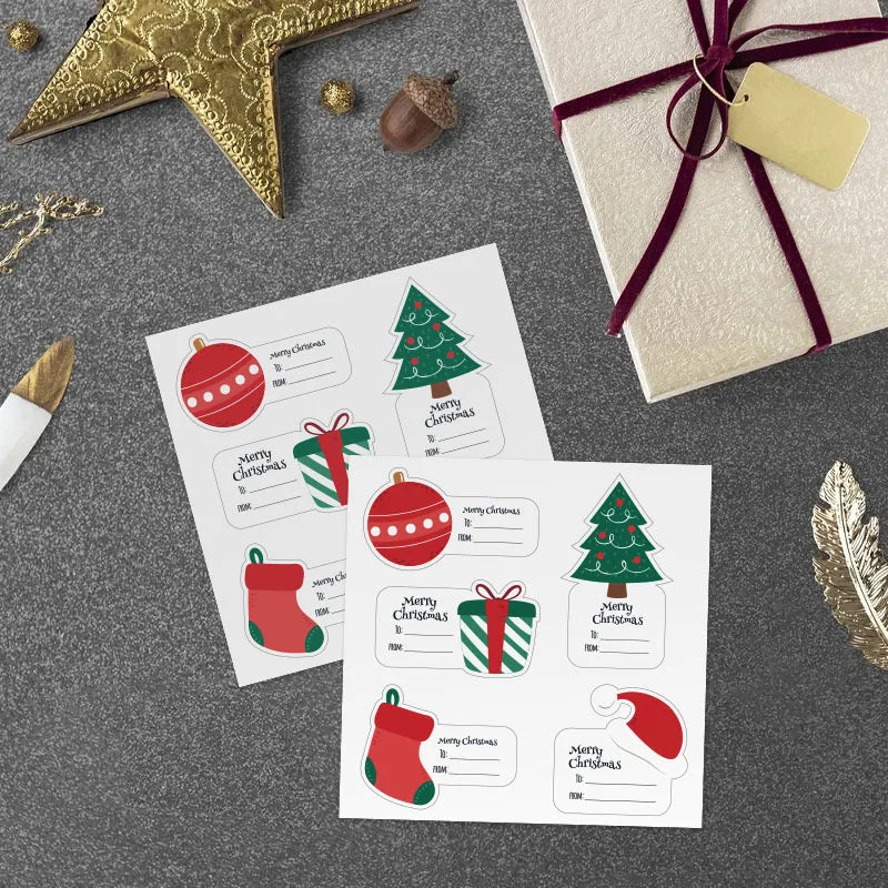 10pcs-50pcs Christmas Stickers Self-adhesive Seal Labels Christmas Tree Multi-use Merry Christmas Sticker Party Decoration (ONLINE ORDER ONLY)