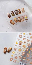 Cute Bear Teddy Birthday Party Maillard Bear Cake Flower Bouquet Lucky Love Heart 5D Adhesive Nail Art Sticker Manicure Decals (Online Order Only)