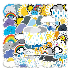 50Pcs Weather Cartoon Waterproof Vinyl Stickers for Skateboard Snowboard Decals (Online Order Only)