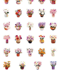 10/30/54PCS Hand Painted Flowers Stickers Flowers in Cup DIY Toy Potted Plants Sticker Laptop Phone Guitar Car Bike Skateboard (ONLINE ORDER ONLY)