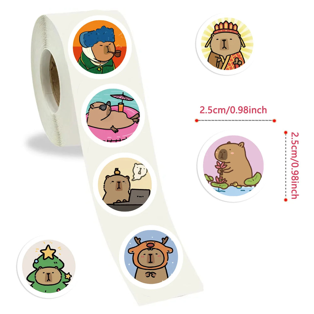 500pcs/roll Cute Capybara Cartoon Graffiti Stickers DIY Phone Guitar Laptop Notebook Suitcase Waterproof Sticker Kids Toy (ONLINE ORDER ONLY)