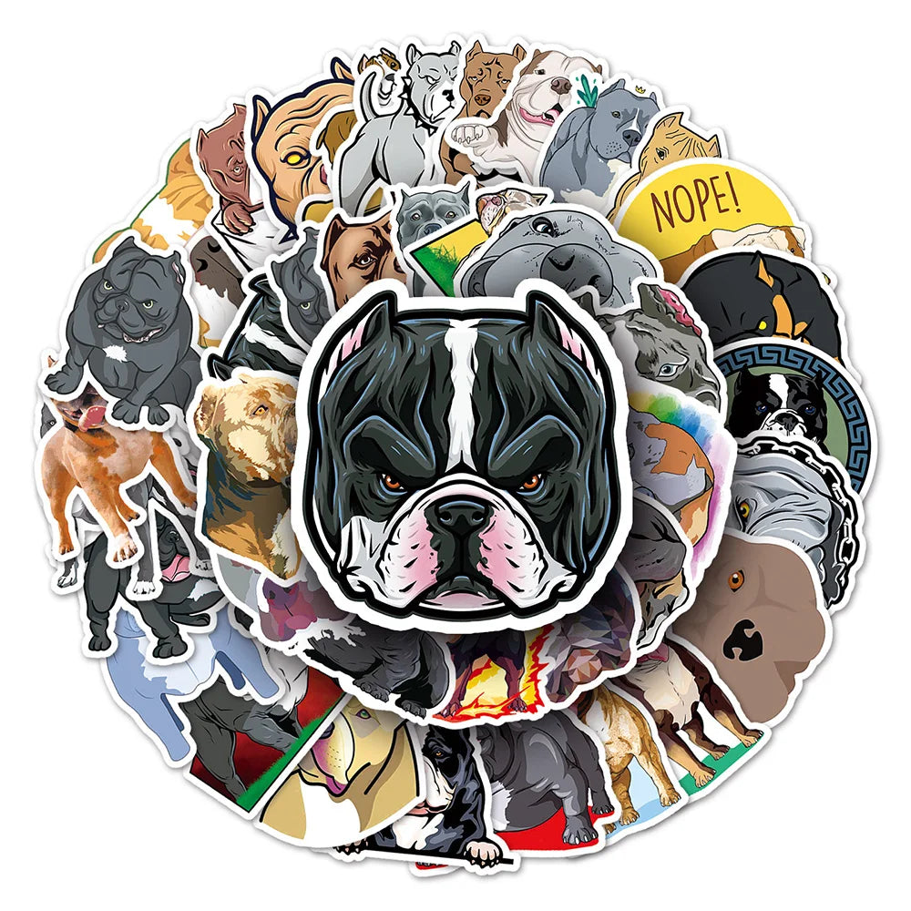 10/30/50PCS Cool American Bully Pitbull Stickers Cartoon Dog Wall Decals DIY Skateboard Luggage Phone Laptop Fridge Bike Kid Toy (Online Order Only)