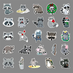 10/30/50PCS Little Raccoon Animal Graffiti Sticker Cartoon Creative Sticker Desk Guitar ComputerCar Waterproof Sticker Wholesale (ONLINE ORDER ONLY)