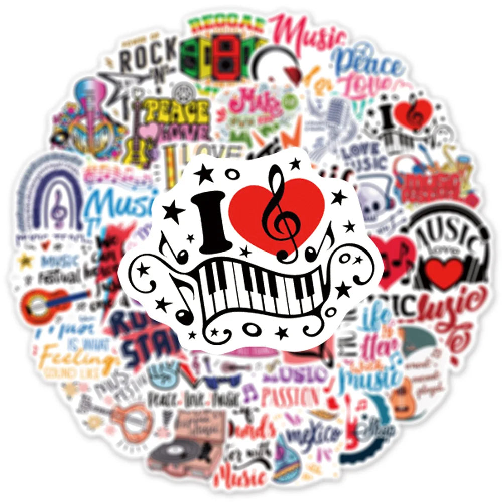 10/30/50PCS Kawaii Rock Stickers Music Retro Band Decal Skateboard Phone Laptop Luggage Bike Notebook Graffiti Sticker Kid Toy (Online Order Only)